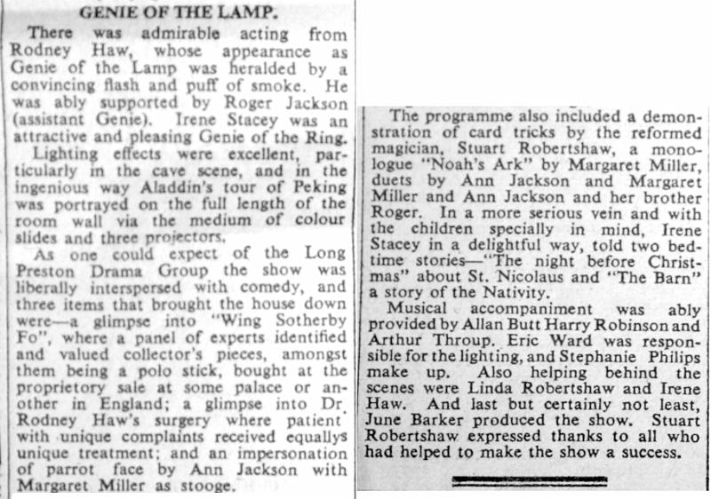 Aladin b- Nov 1969.JPG - Long Preston Drama Group - Aladin Pantomime - Nov 1969 - Review page 2